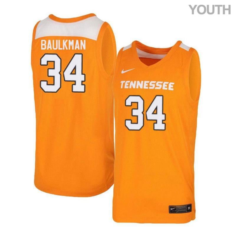 34 Devon Baulkman Orang White Elite Tennessee Volunteers NCAA Jersey Youth