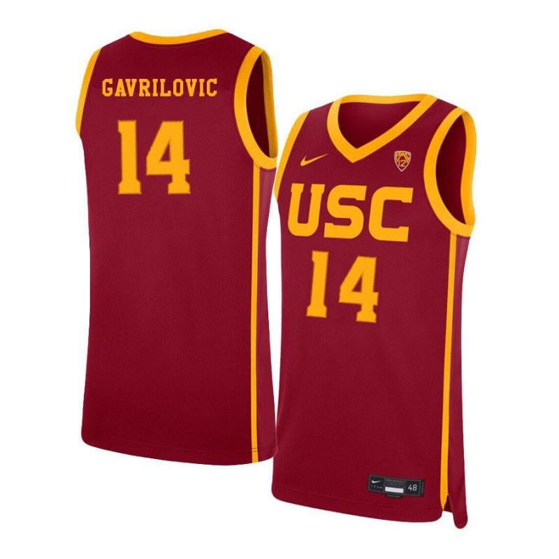 14 Strahinja Gavrilovic Red Elite USC Trojans NCAA Jersey Men's