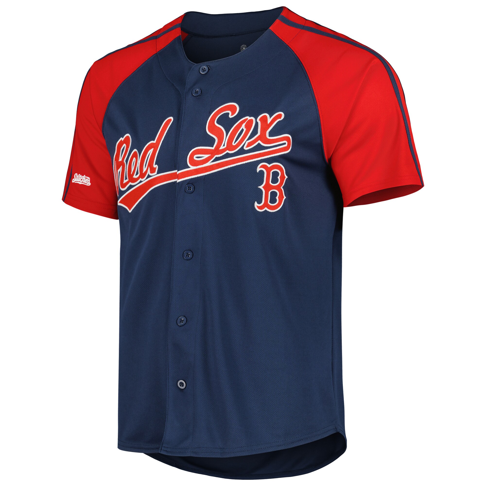 Boston Red Sox Stitches Navy Button-Down Raglan Fashion MLB Jersey Men's