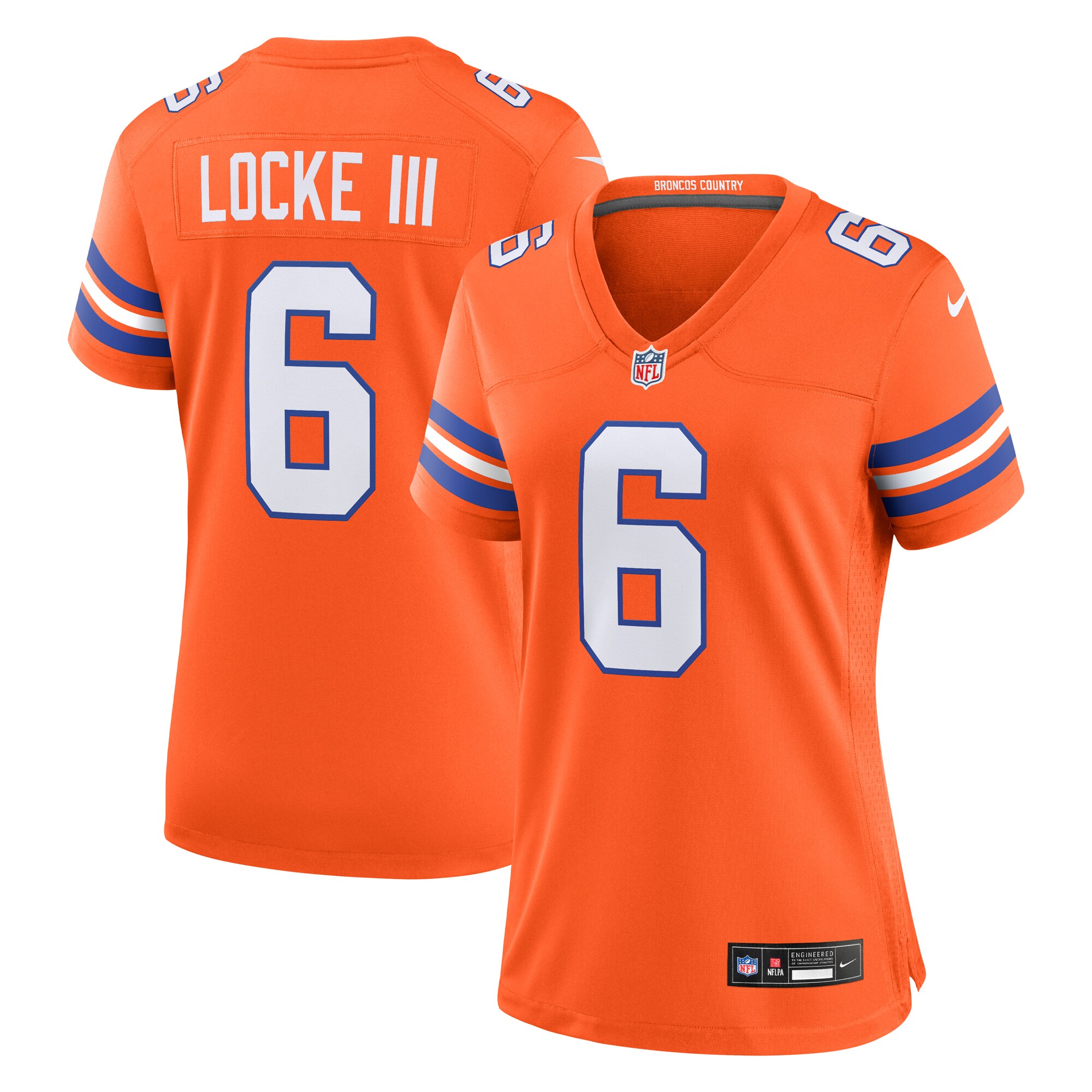 Denver Broncos P.J. Locke III Orange Mile High Collection 1977 Throwback Player Game NFL Jersey Women's