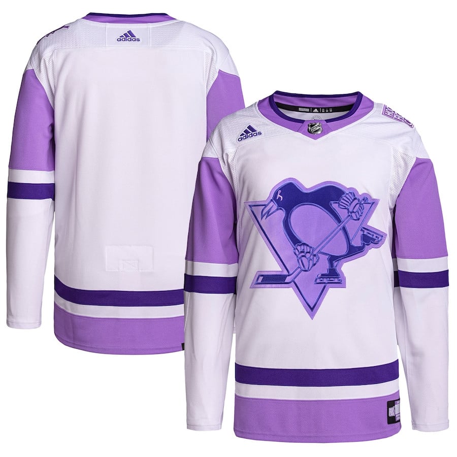 Pittsburgh Penguins Fights Cancer Primegreen White/Purple NHL Jersey Men's