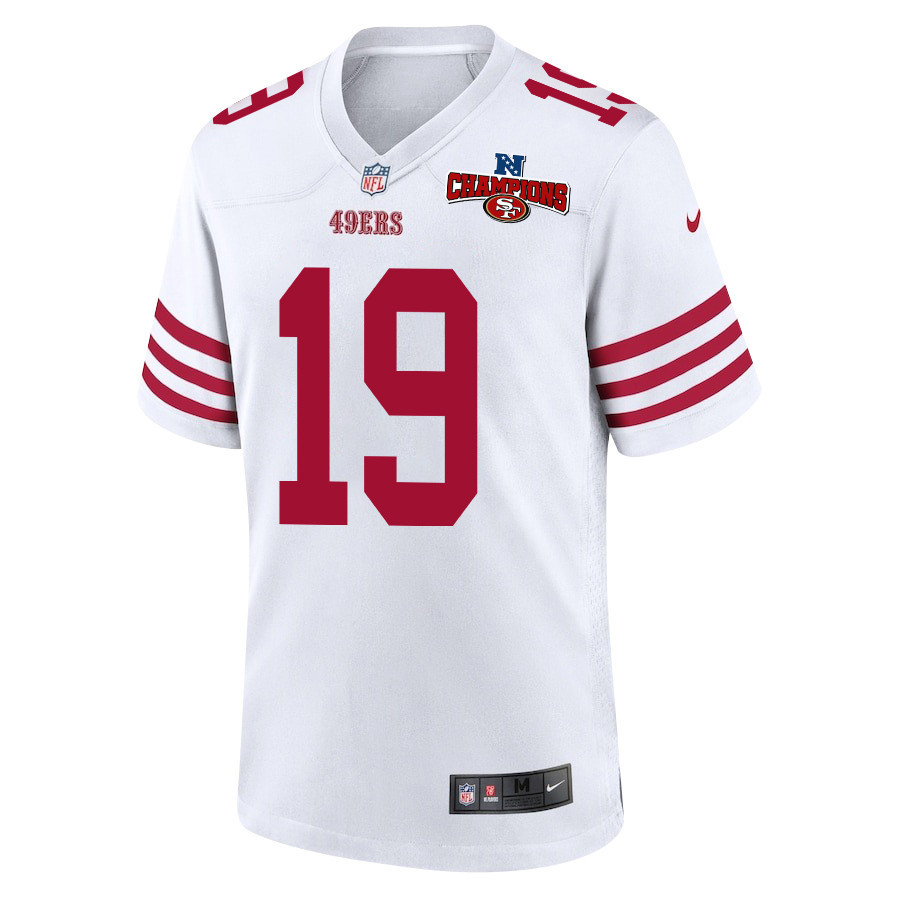 Deebo Samuel 19 San Francisco 49ers NFC Champions Patch Game White NFL Jersey Men's