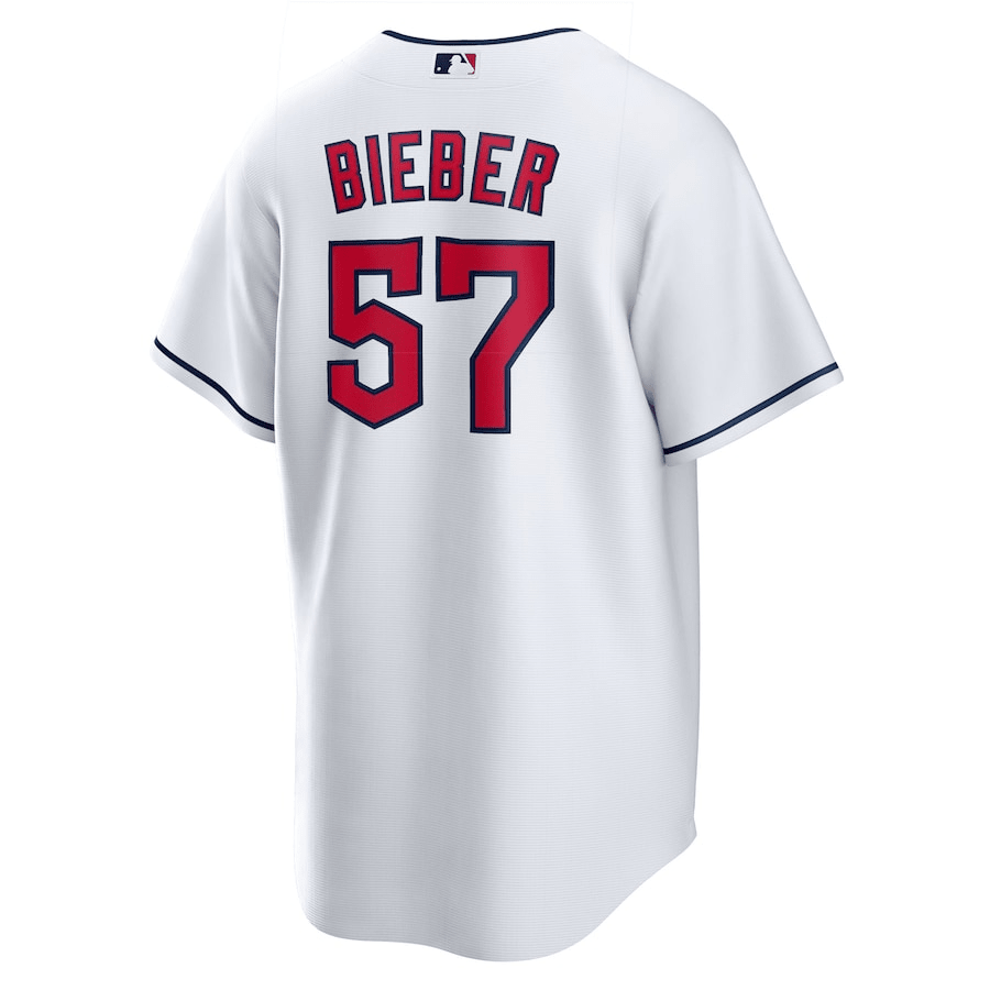 Shane Bieber 57 Cleveland Guardians Home White MLB Jersey Men's