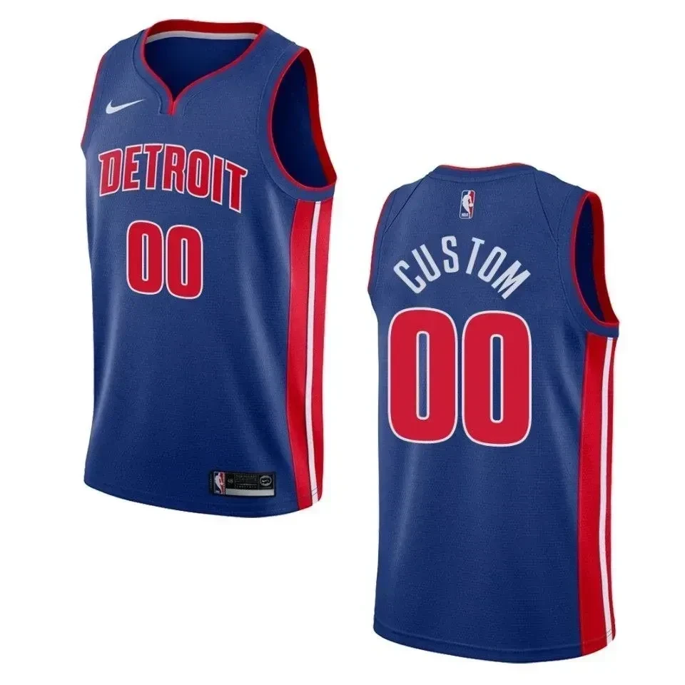 Detroit Pistons 00 Custom Icon Swingman Blue NBA Jersey Men's