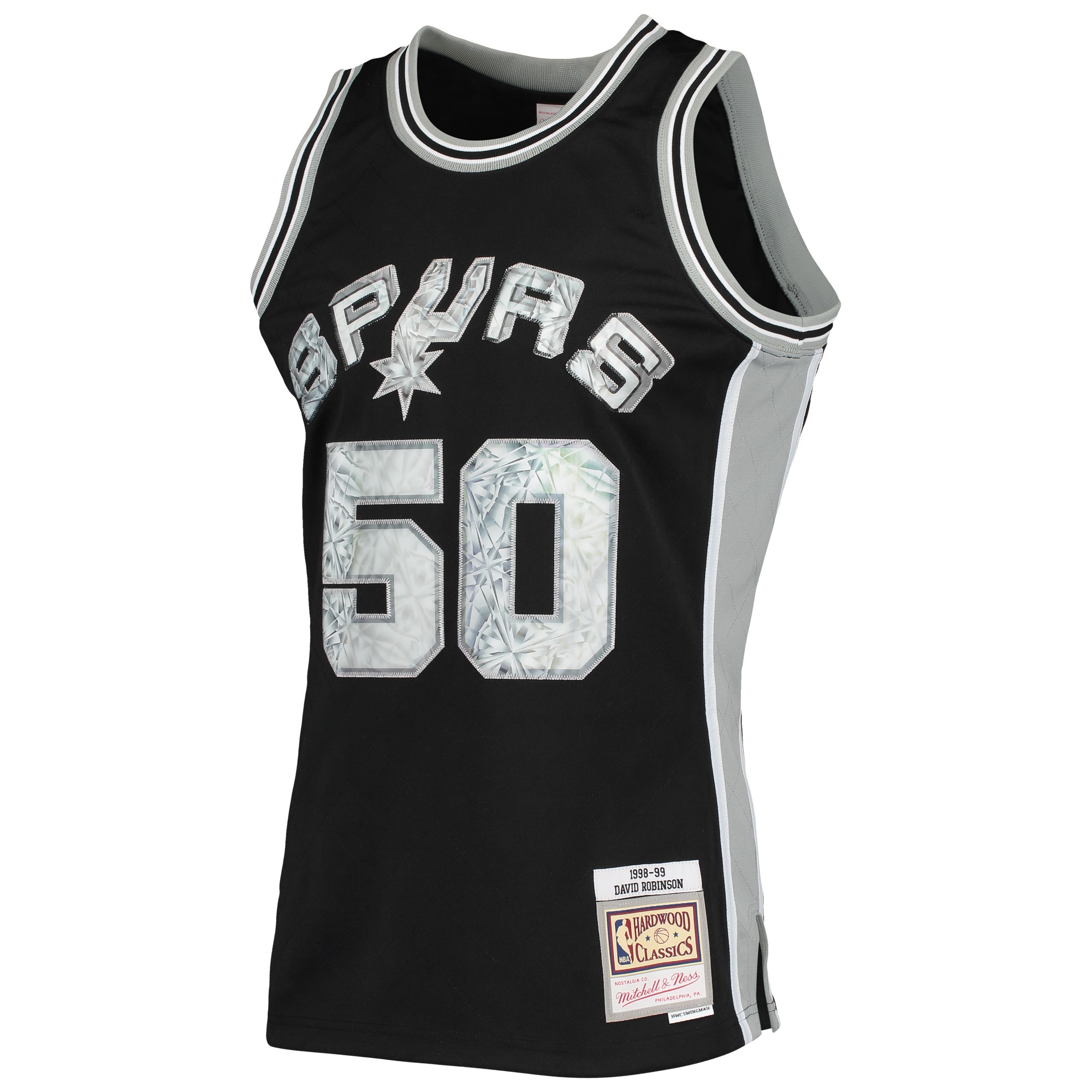 Mitchell Ness David Robinson Black San Antonio Spurs 1998/99 Hardwood Classics 75th Anniversary Diamond Swingman NBA Jersey Men's