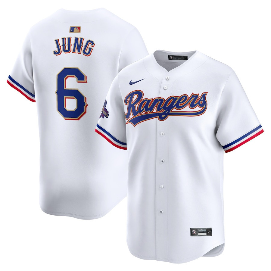 Josh Jung 6 Texas Rangers 2024 Gold Collection Limited White MLB Jersey Men's