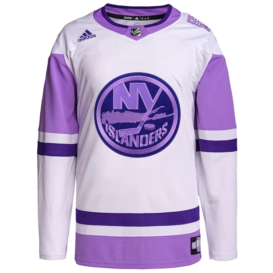 New York Islanders Fights Cancer Primegreen Custom White/Purple NHL Jersey Men's