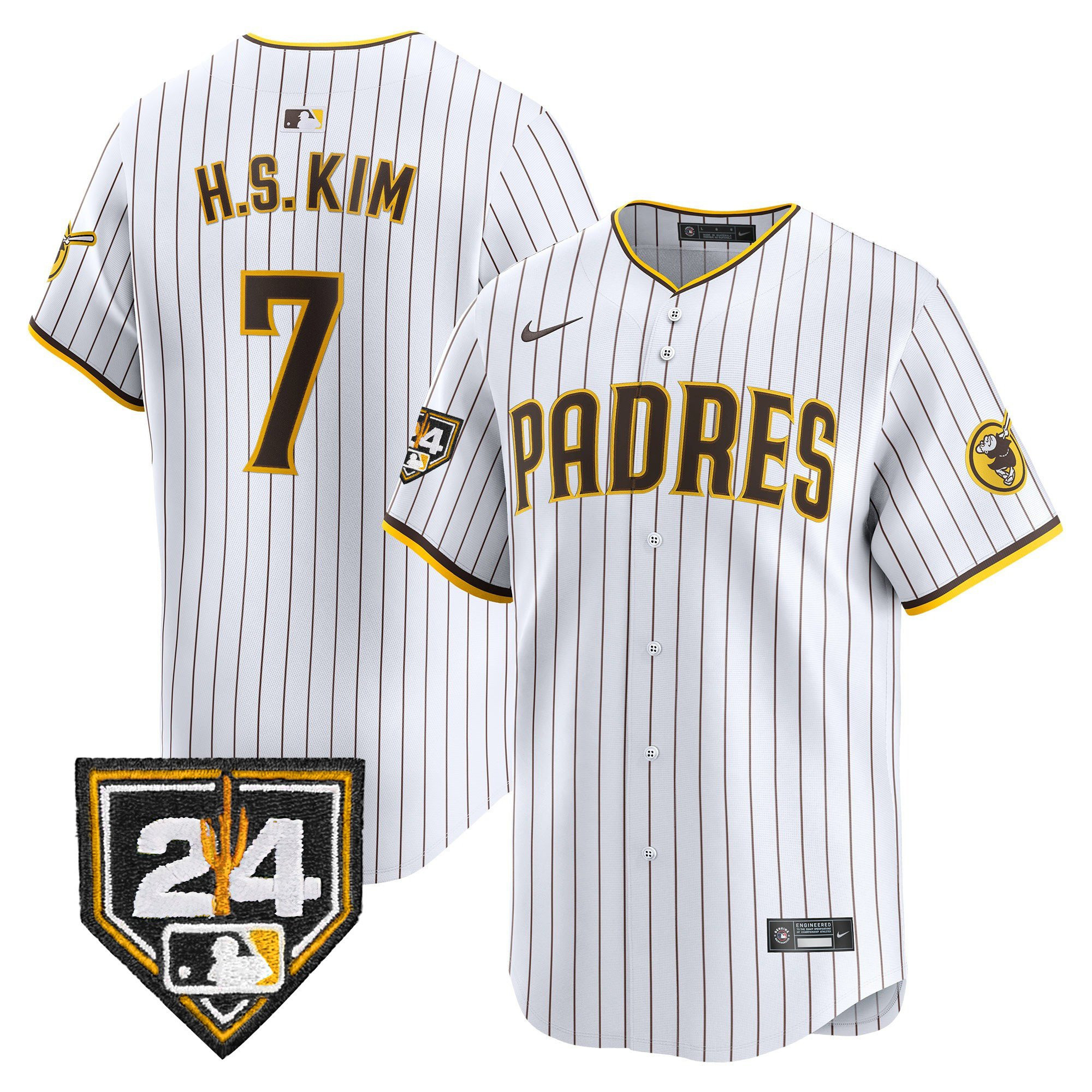Ha-Seong Kim 7 San Diego Padres 2024 Spring Training White MLB Jersey Men's