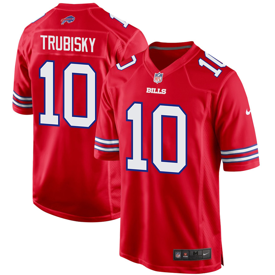 Mitch Trubisky 10 Buffalo Bills Team Game Red NFL Jersey Men's