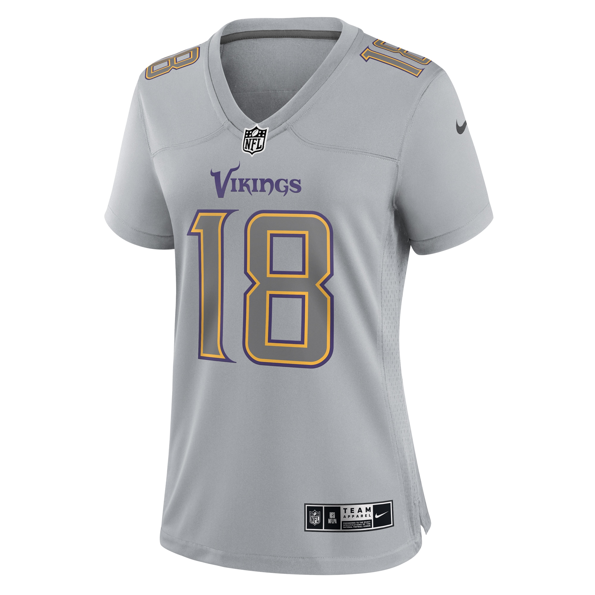 Minnesota Vikings Justin Jefferson Gray Atmosphere Fashion Game NFL Jersey Women's