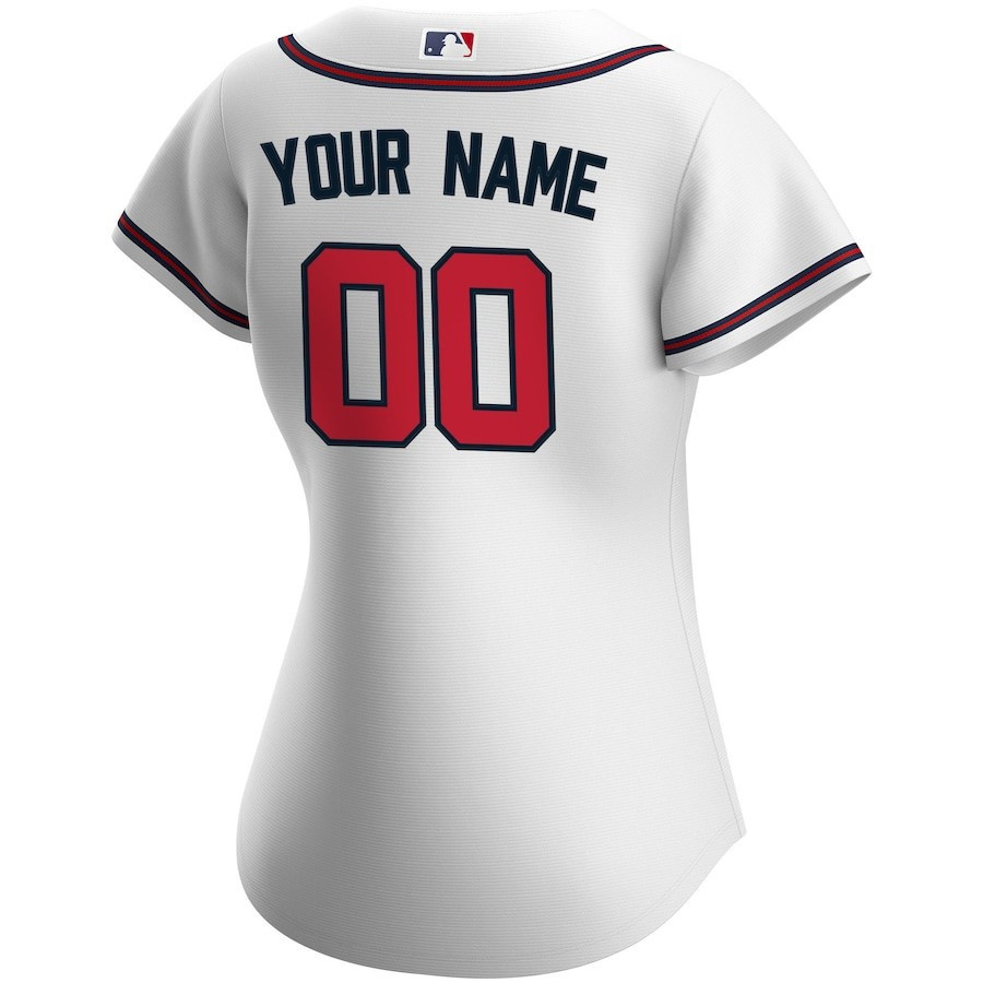 Atlanta Braves Home Custom White MLB Jersey Women's