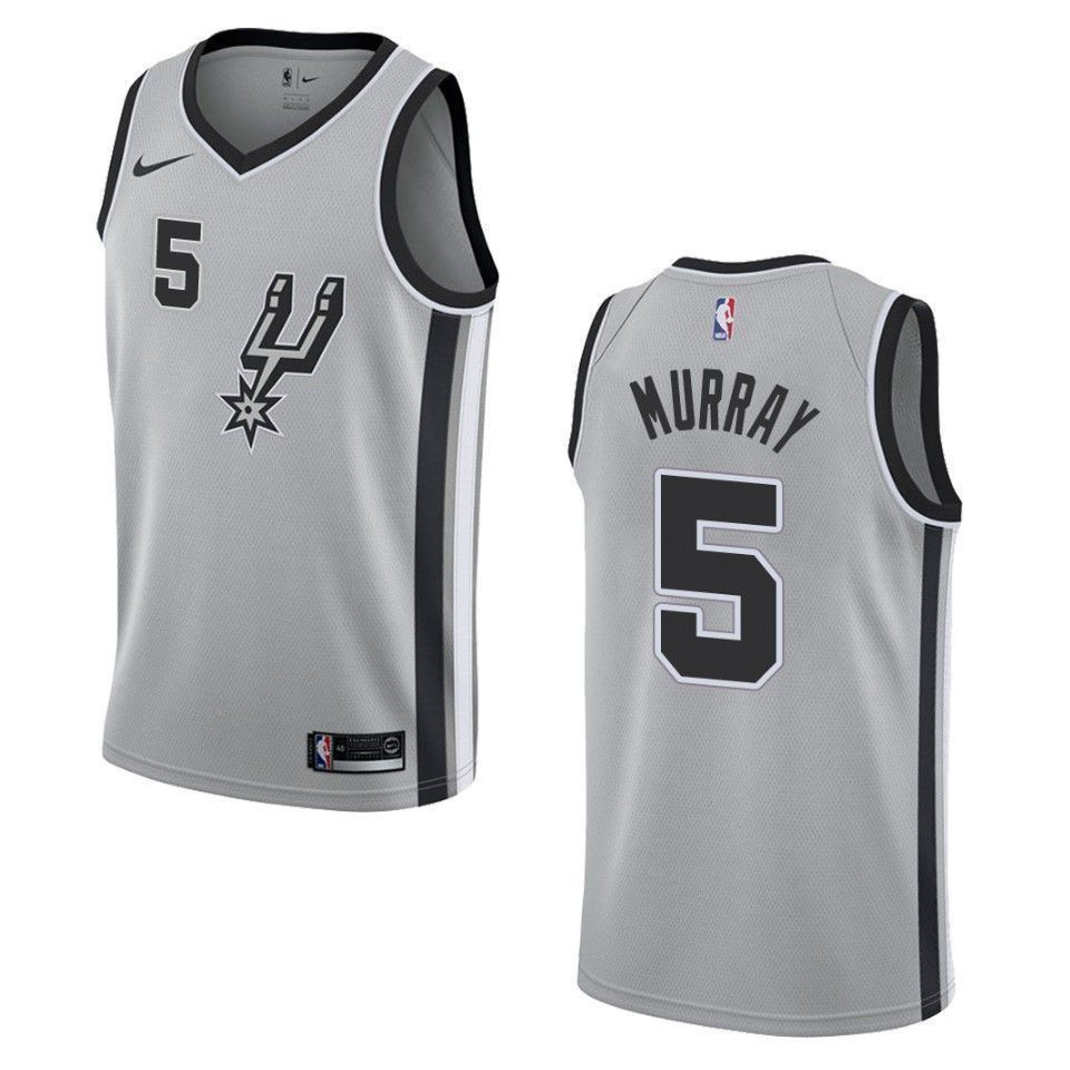 San Antonio Spurs 5 Dejounte Murray Statement Swingman Silver NBA Jersey Men's