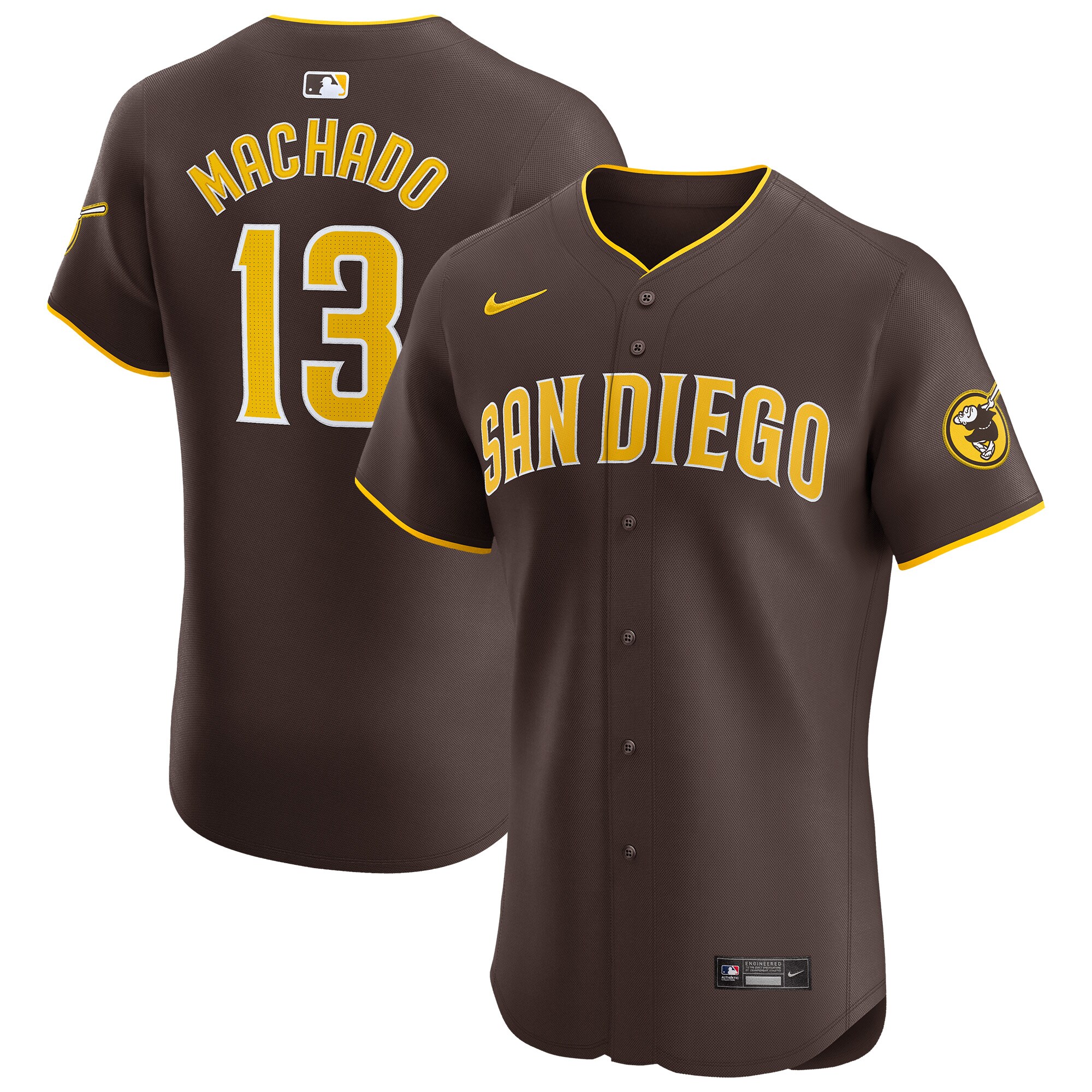 San Diego Padres Manny Machado Brown Road Elite Player MLB Jersey Men's