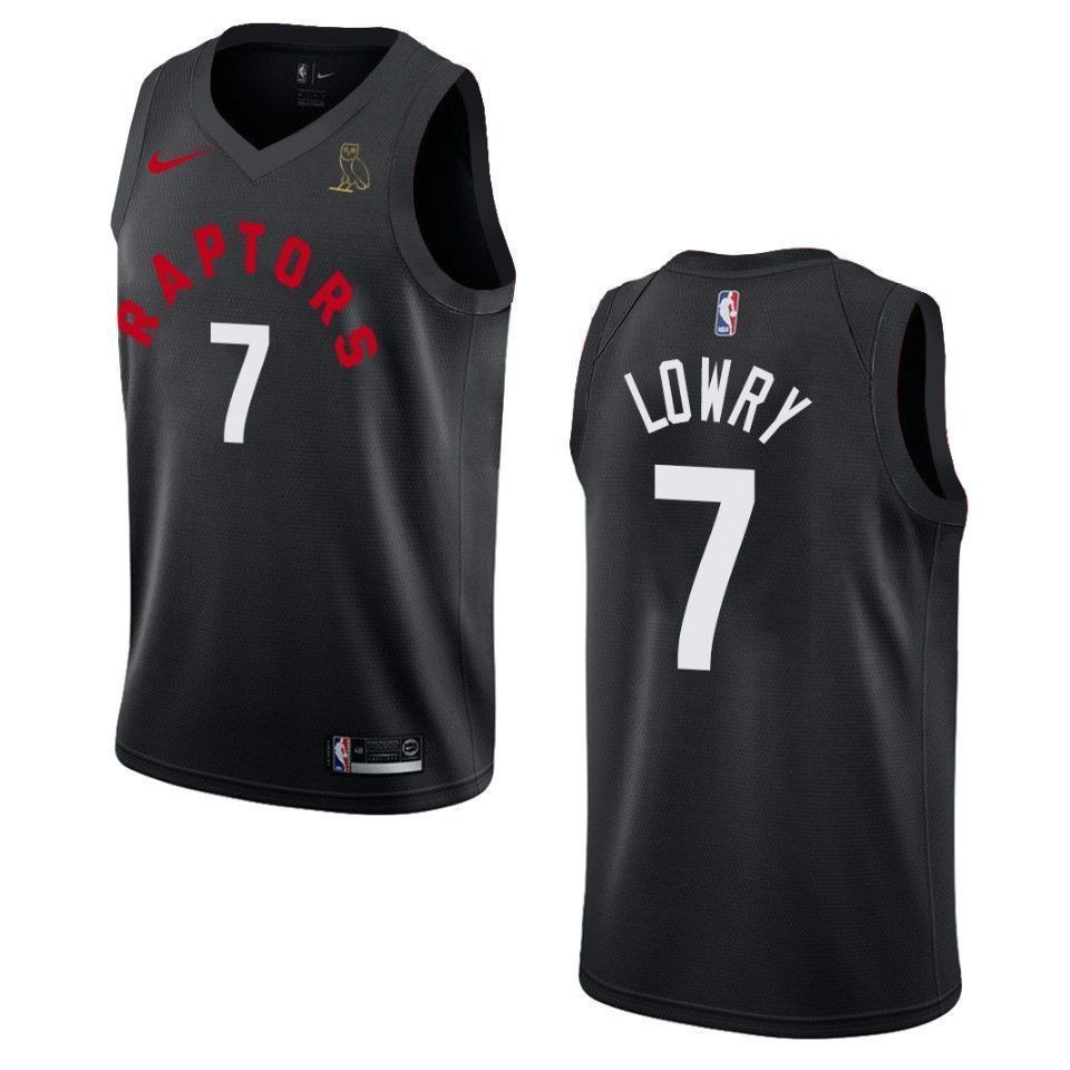 Toronto Raptors 7 Kyle Lowry Drake Ovo Collection Black NBA Jersey Men's