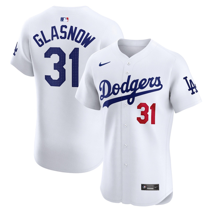 Tyler Glasnow 31 Los Angeles Dodgers Home Elite Player White MLB Jersey Men's