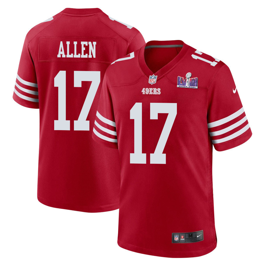 Brandon Allen 17 San Francisco 49ers Super Bowl LVIII Patch Game Scarlet NFL Jersey Men's