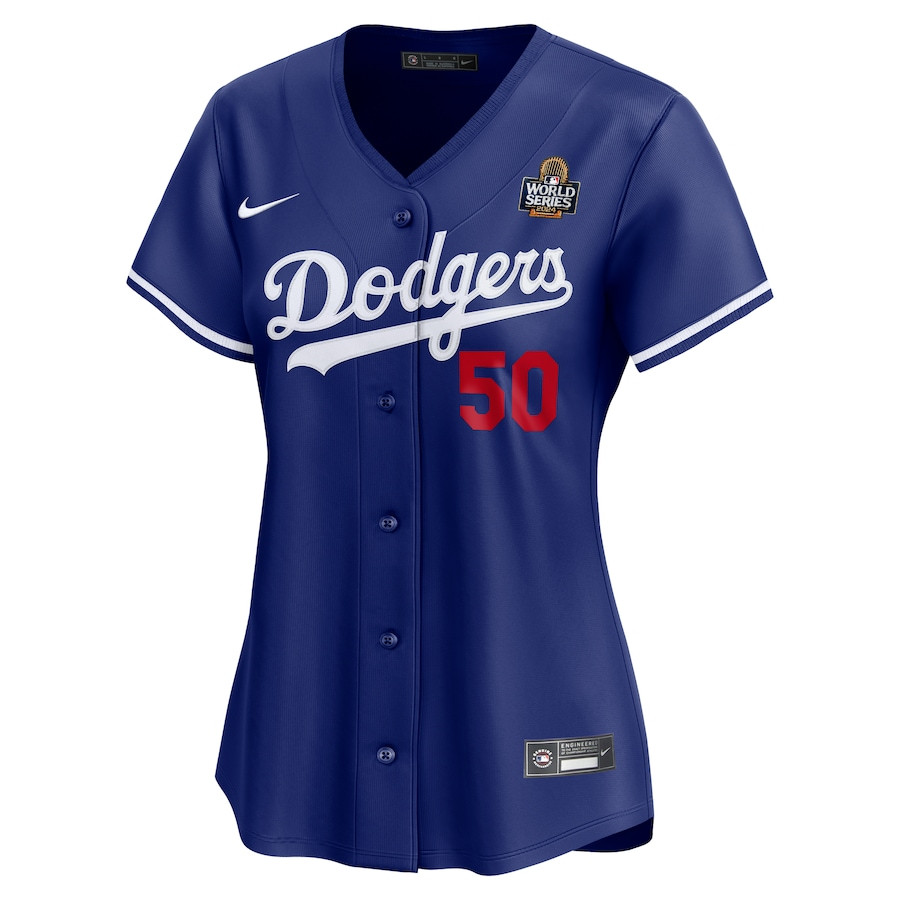 Mookie Betts 50 Los Angeles Dodgers 2024 World Series Alternate Limited Royal MLB Jersey Women's