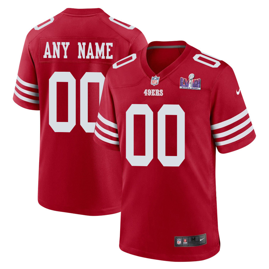 San Francisco 49ers Super Bowl LVIII Patch Game Custom Scarlet NFL Jersey Men's