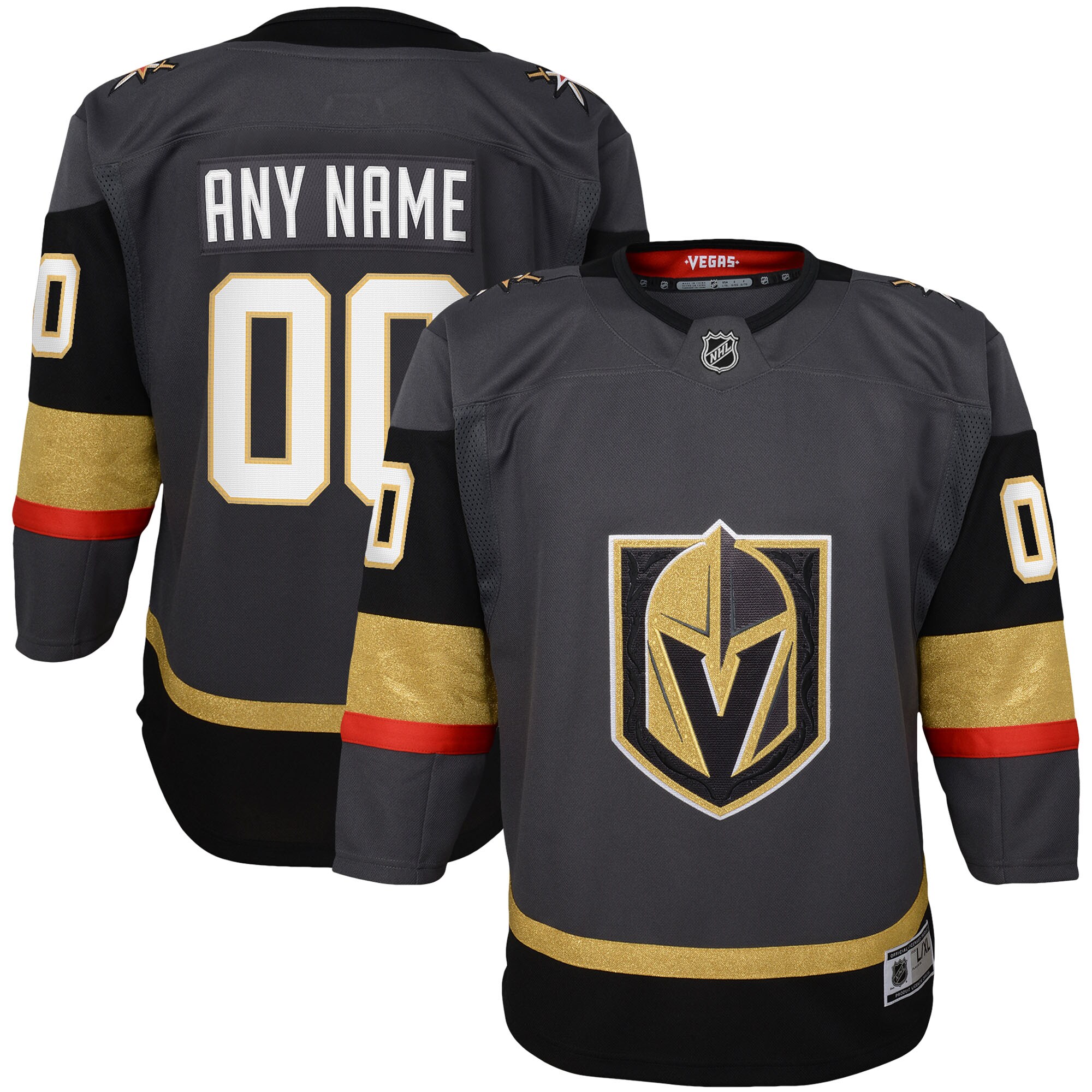 Vegas Golden Knights Gray Alternate Premier Custom NHL Jersey Youth