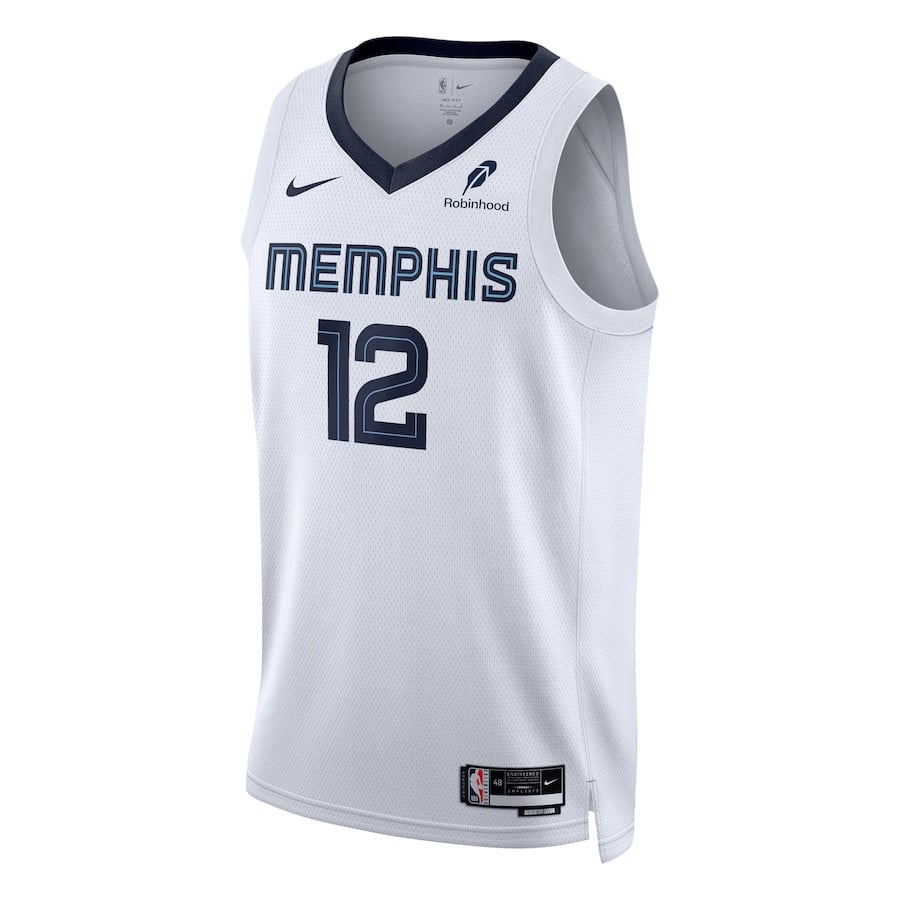 Ja Morant 12 Memphis Grizzlies Unisex Swingman Badge Player Association Editio White NBA Jersey Unisex
