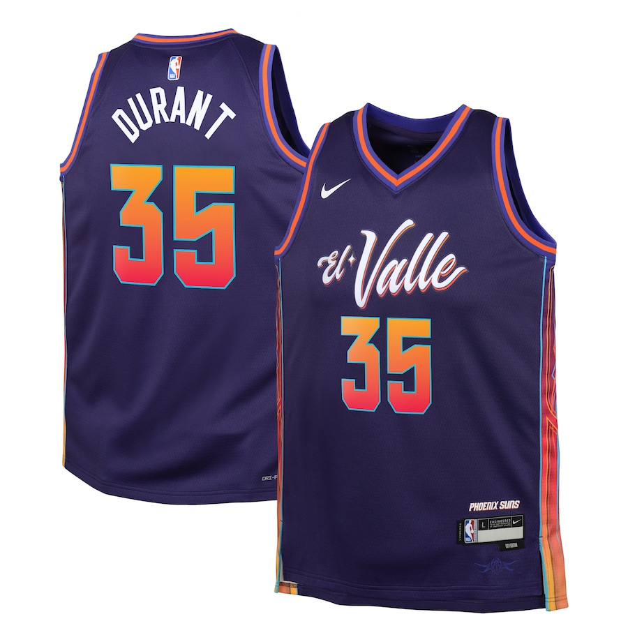 Kevin Durant 35 Phoenix Suns 2023/24 City Edition Swingma Purple NBA Jersey Youth