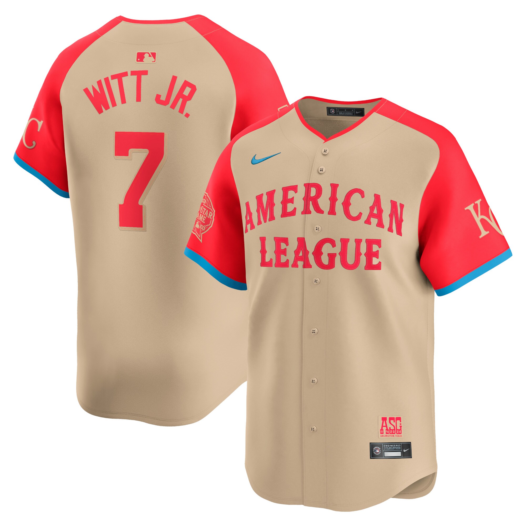 American League Bobby Witt Jr. Cream 2024 All Star Game Limited Player MLB Jersey Men's