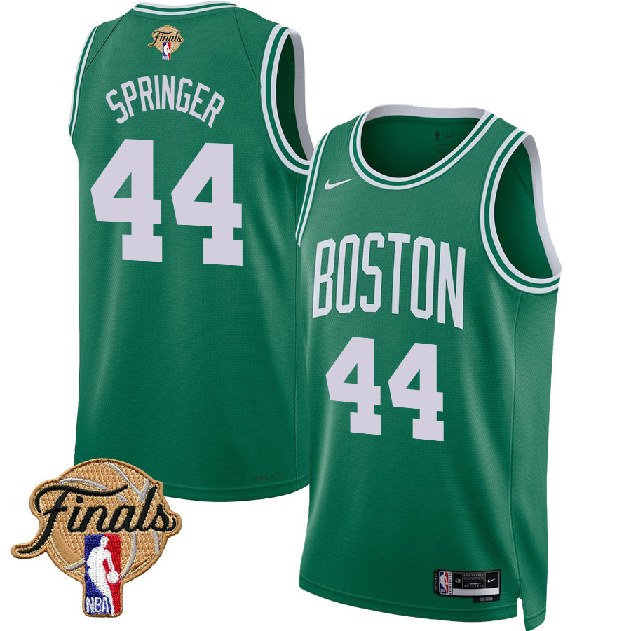 Jaden Springer 44 Boston Celtics 2024 FINALS PATCH Icon Edition Kelly Green NBA Jersey Men's