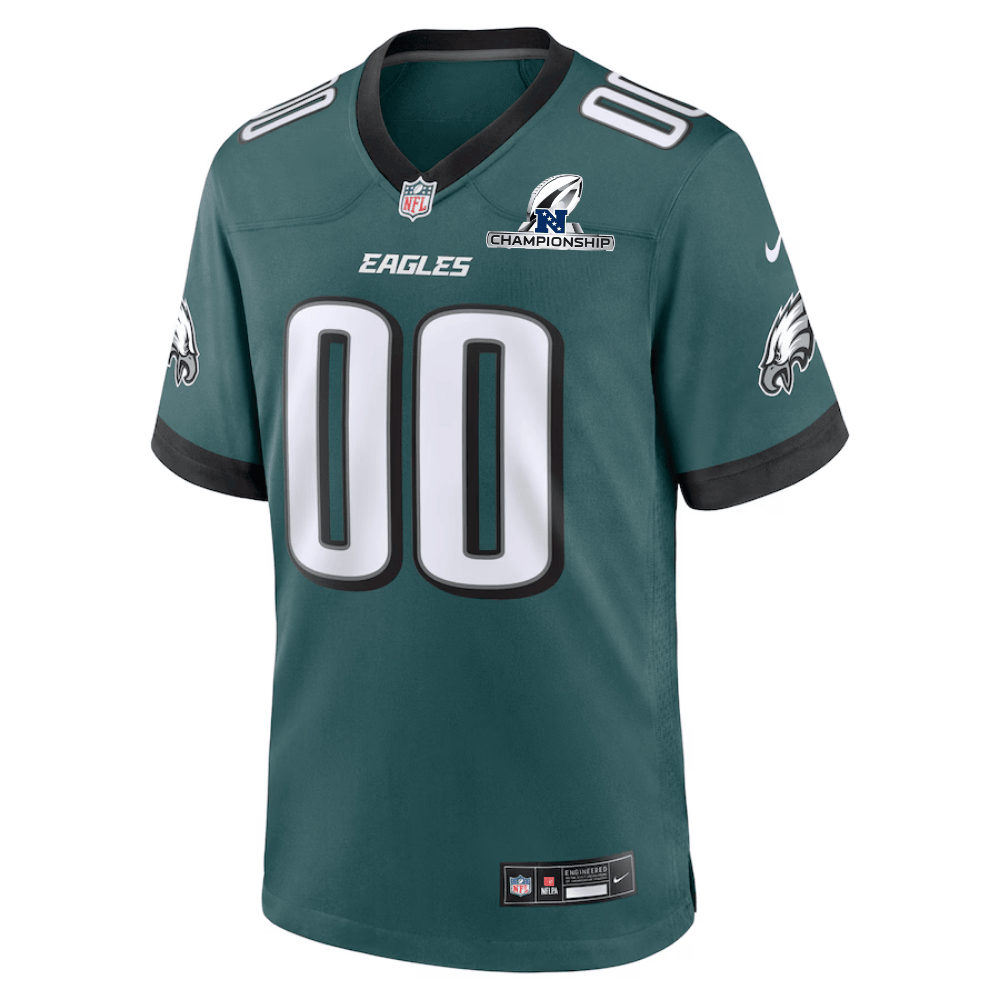 Philadelphia Eagles NFC Championship Patch Game Custom Midnight Green NFL Jersey Men's