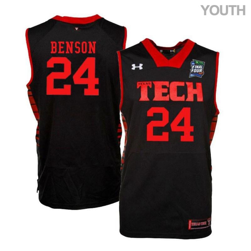 Under Armour 24 Avery Benson Black Texas Tech Red Raiders NCAA Jersey Youth