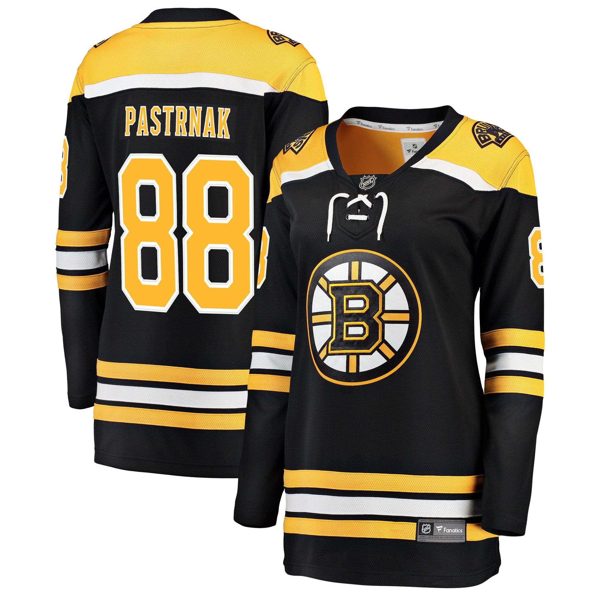 David Pastrnak 88 Boston Bruins Home Breakaway Women, Black NHL Jersey Women's