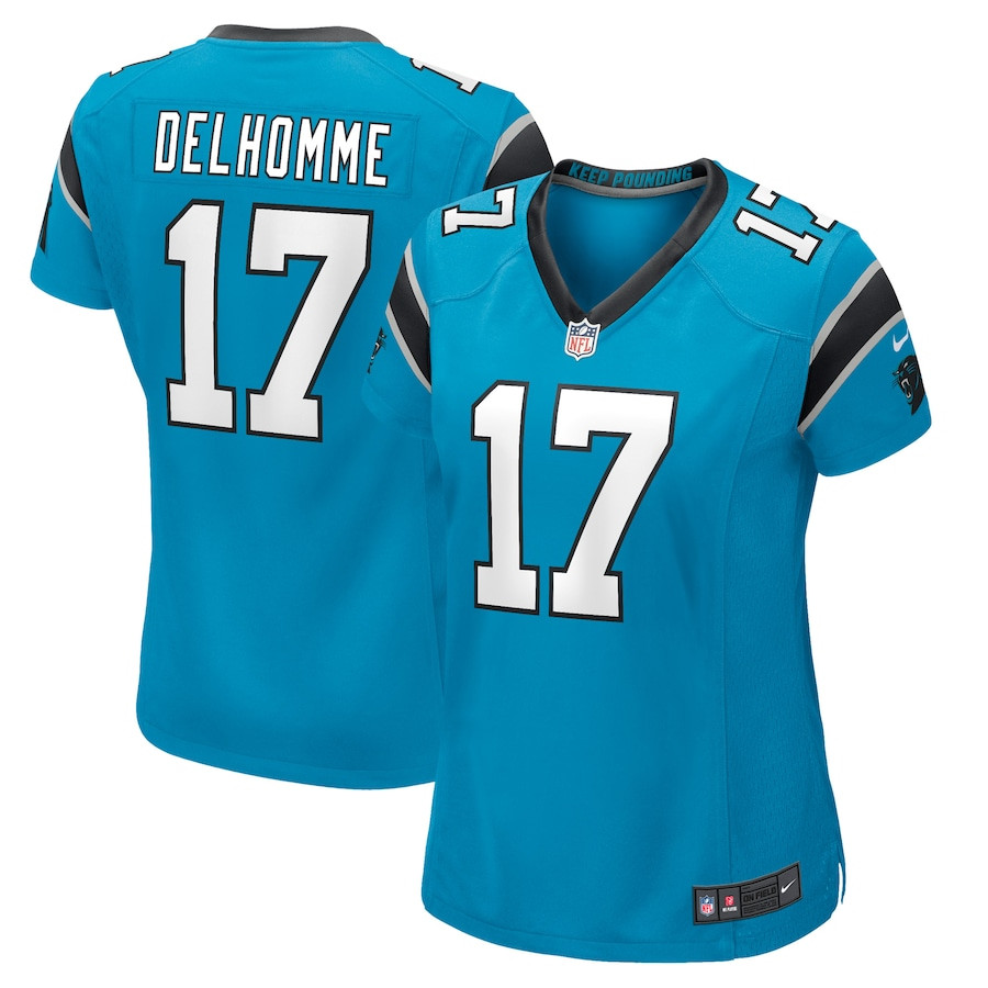Jake Delhomme 17 Carolina Panthers Retired Blue NFL Jersey Women's
