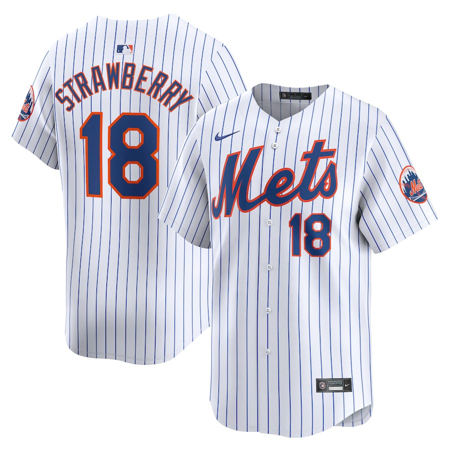 Darryl Strawberry 18 New York Mets Home Limited Player White MLB Jersey Men's