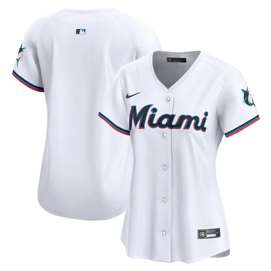 Miami Marlins Home Limited White MLB Jersey Women's