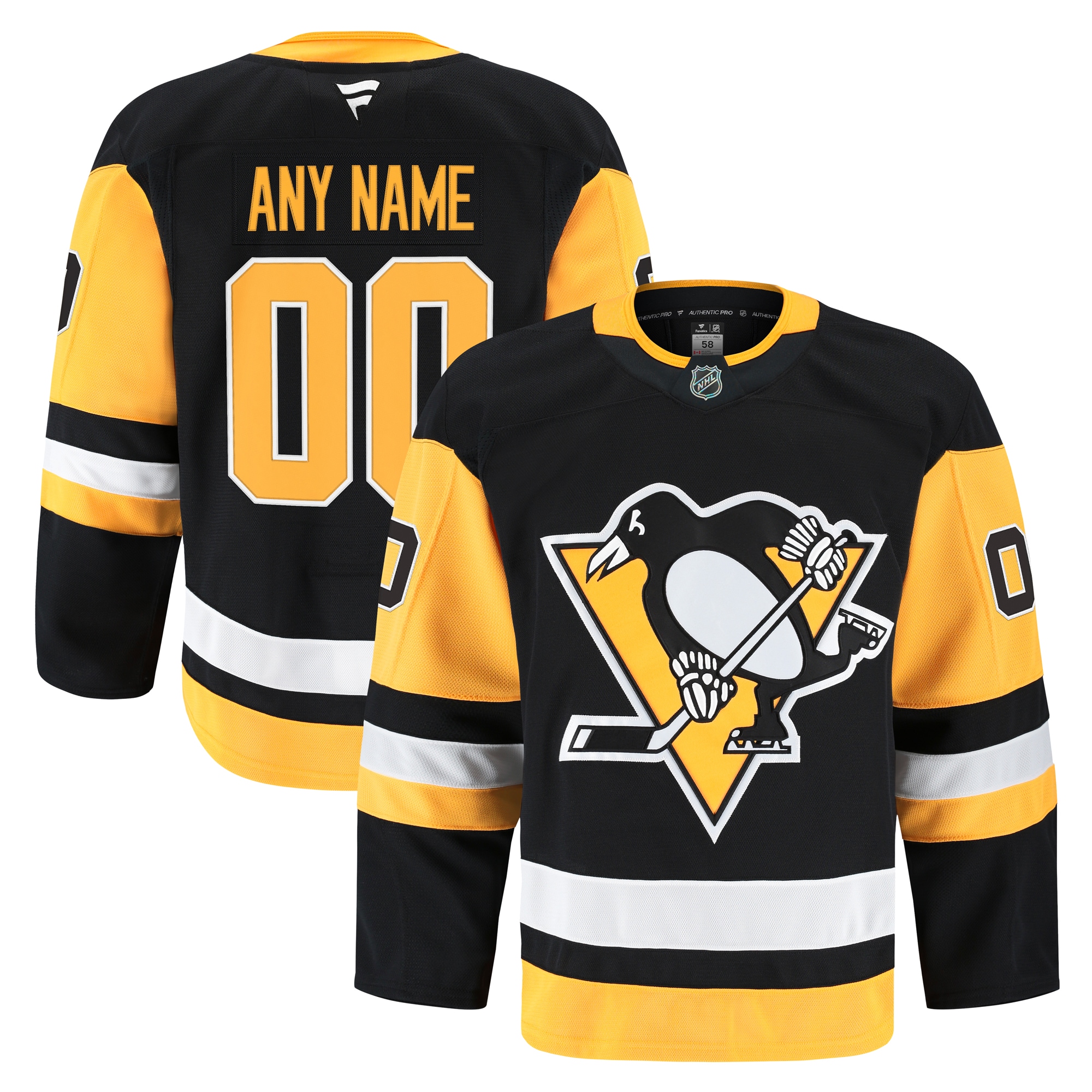 Pittsburgh Penguins Black Home Pro Custom NHL Jersey Men's