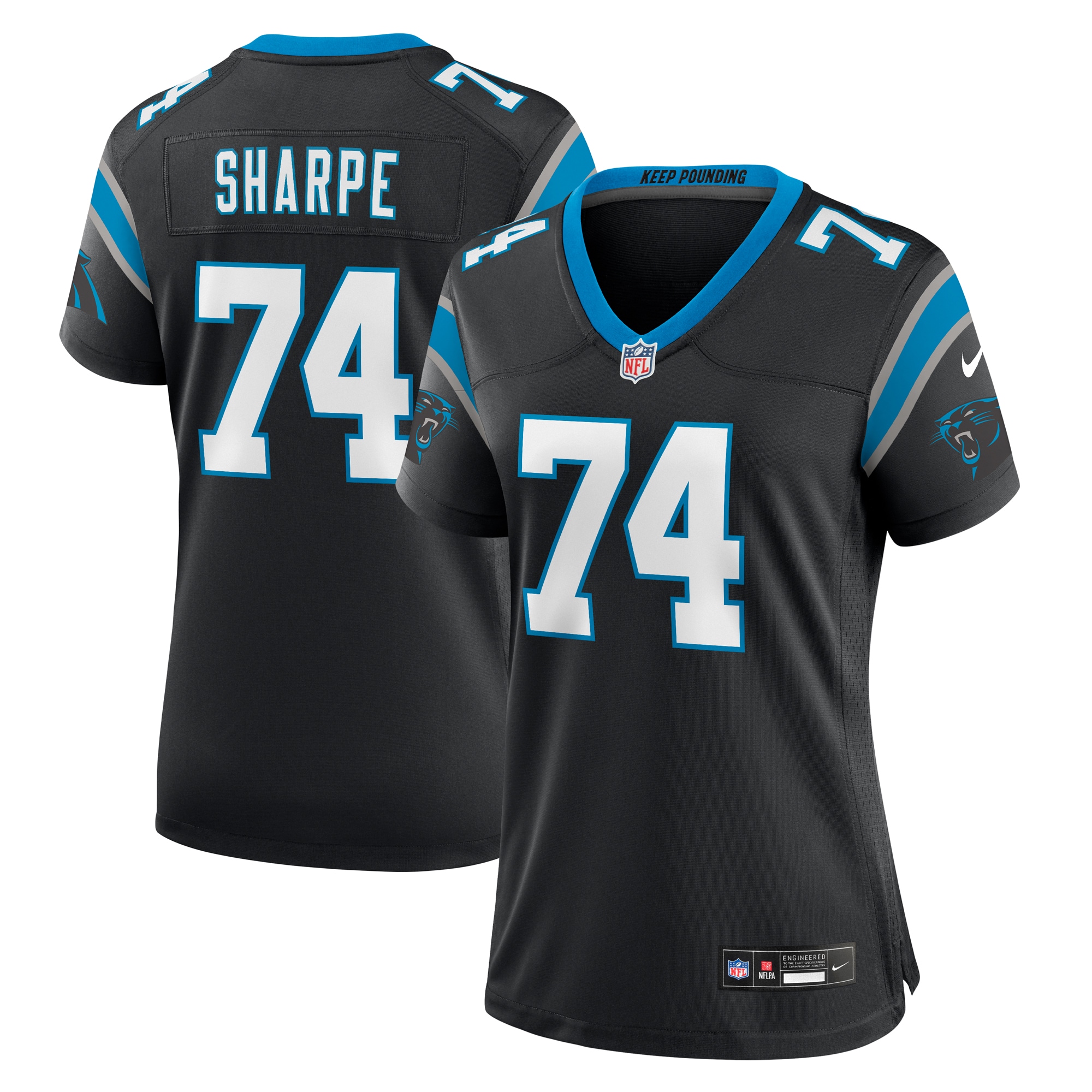 Carolina Panthers David Sharpe Black Team Game NFL Jersey Women's