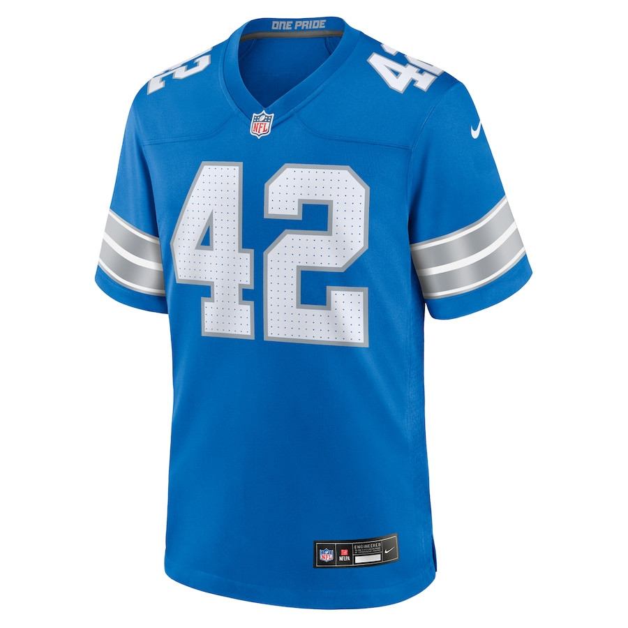 Jalen Reeves-Maybin 42 Detroit Lions Team Game Blue NFL Jersey Men's