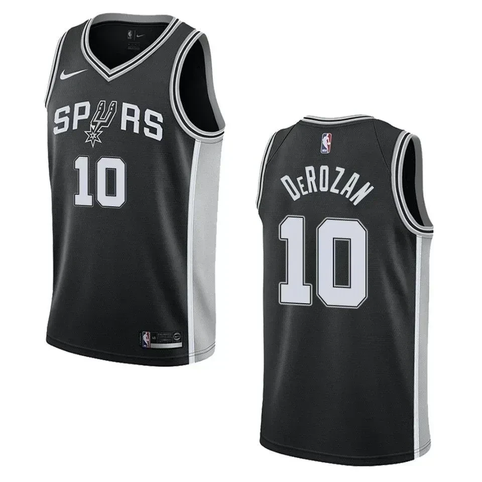 San Antonio Spurs 10 Demar Derozan Icon Swingman Black NBA Jersey Men's
