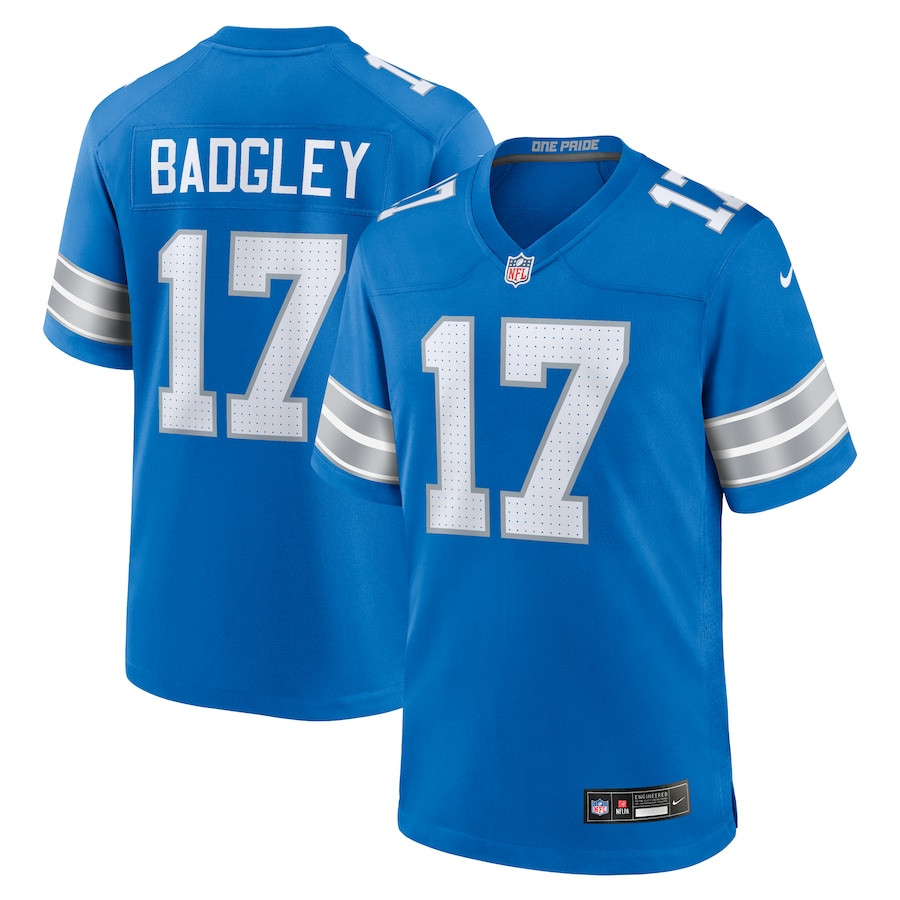 Michael Badgley 17 Detroit Lions Team Game Blue NFL Jersey Men's