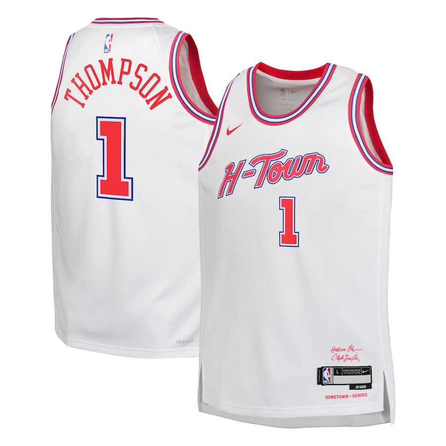 Amen Thompson 1 Houston Rockets 2023/24 City Edition Swingma White NBA Jersey Youth
