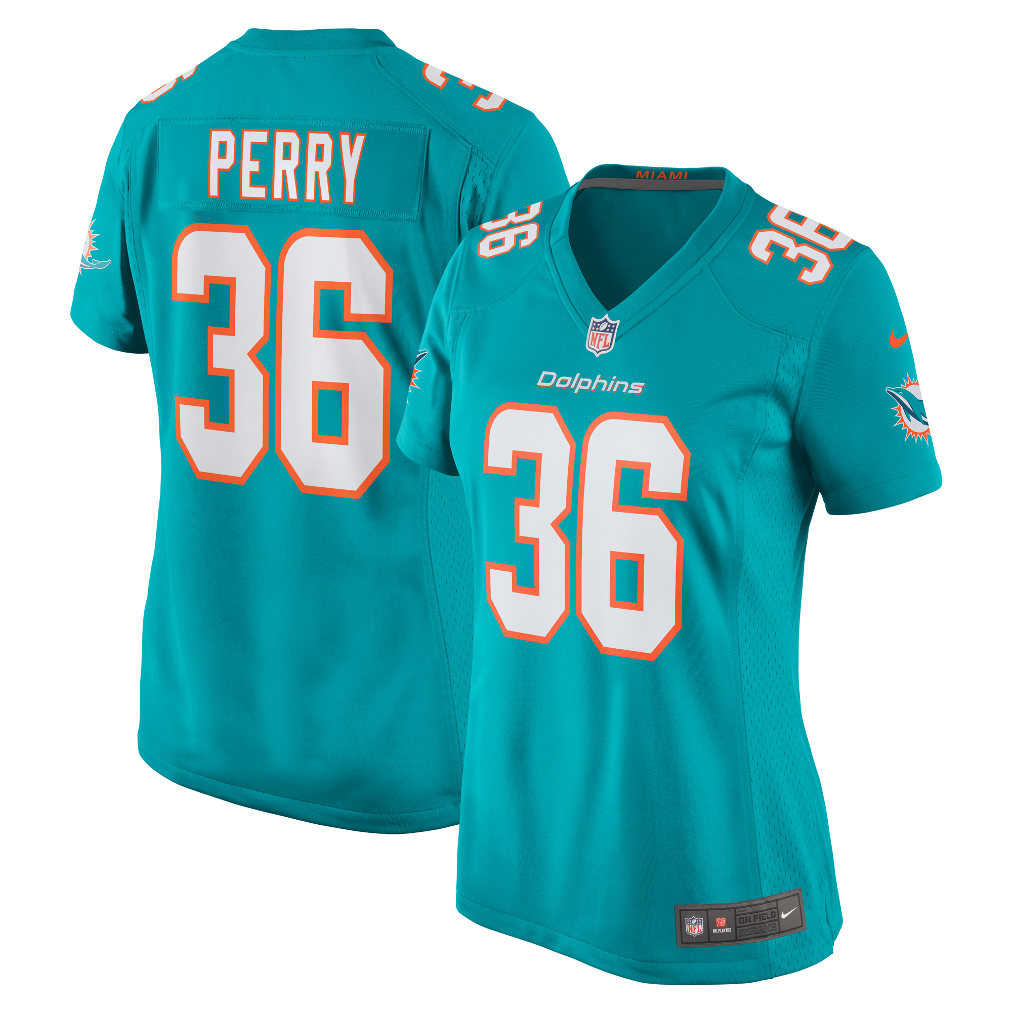 Miami Dolphins Jamal Perry Aqua Home Game Player NFL Jersey Women's