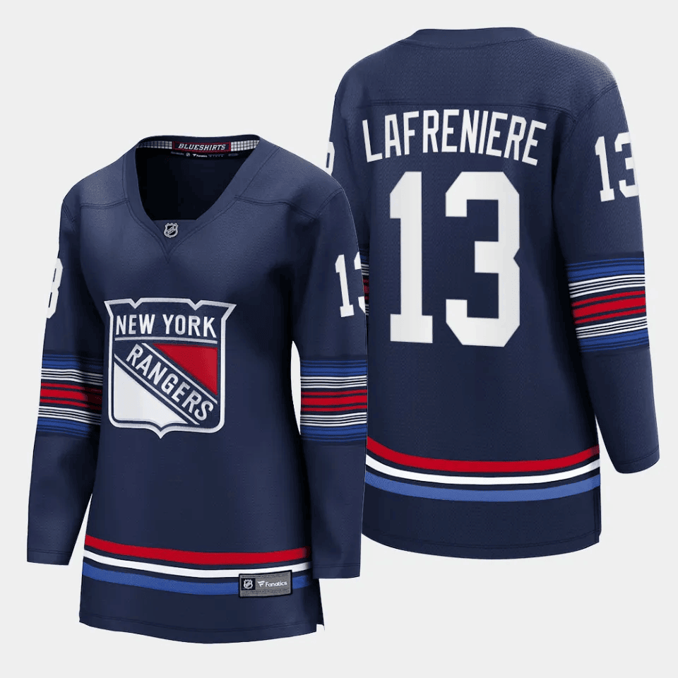 Alexis Lafreniere 13 New York Rangers Alternate Premier Breakaway Navy NHL Jersey Women's