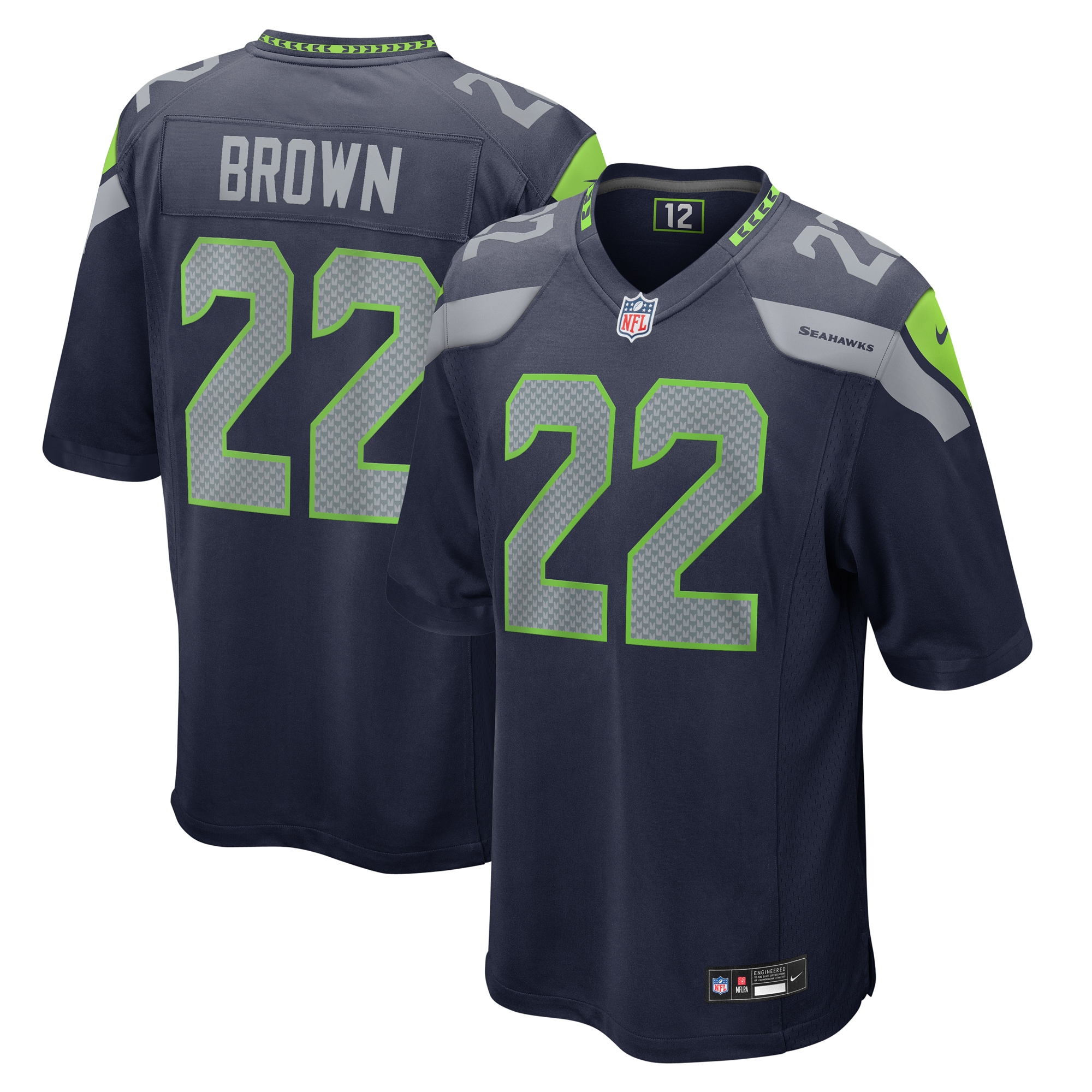 Seattle Seahawks Tre Brown College Navy Game NFL Jersey Men's