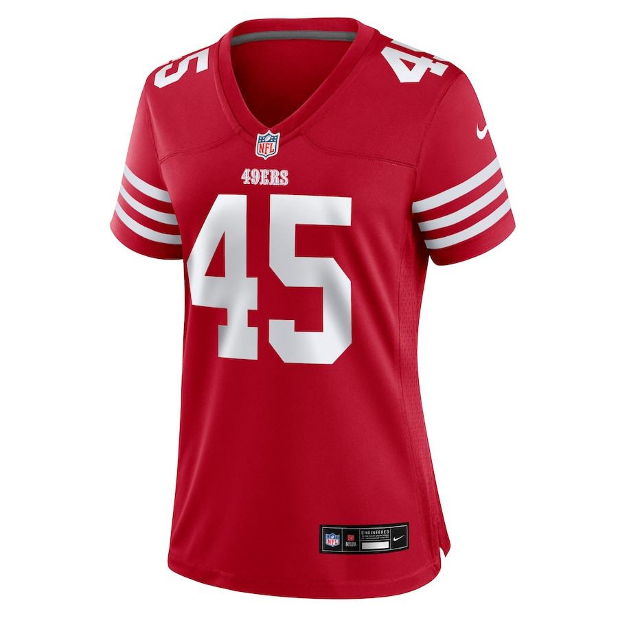 Demetrius Flannigan-Fowles 45 San Francisco 49ers Game Scarlet NFL Jersey Women's
