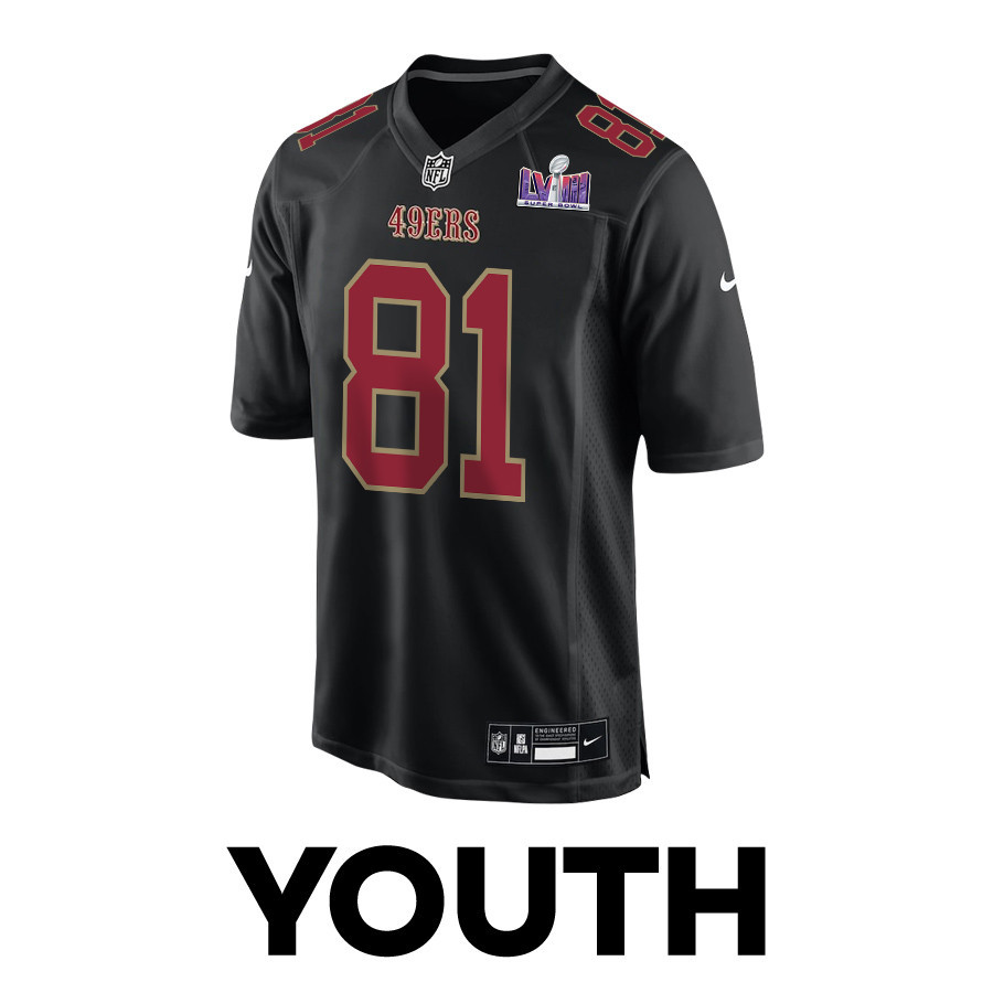 Cameron Latu 81 San Francisco 49ers Super Bowl LVIII Patch Fashion Game Carbon Black NFL Jersey Youth