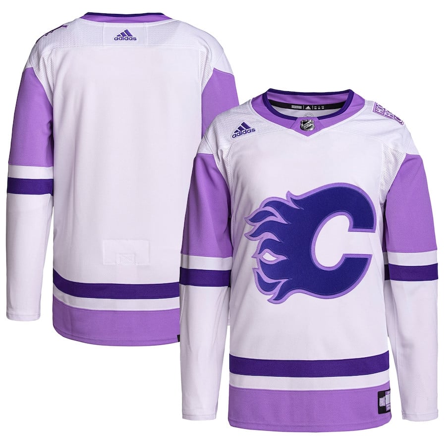 Calgary Flames Fights Cancer Primegreen White/Purple NHL Jersey Men's