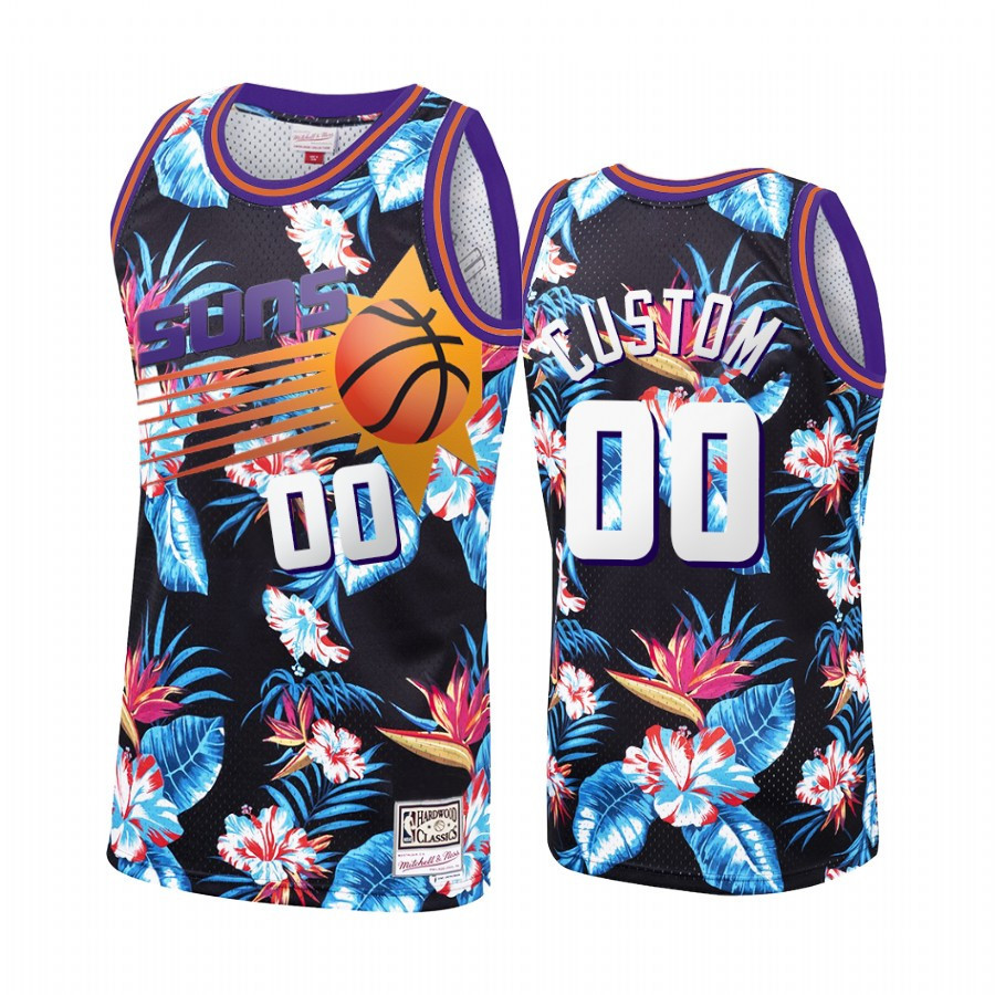Custom 00 Phoenix Suns Black Floral Fashion NBA Jersey Men's