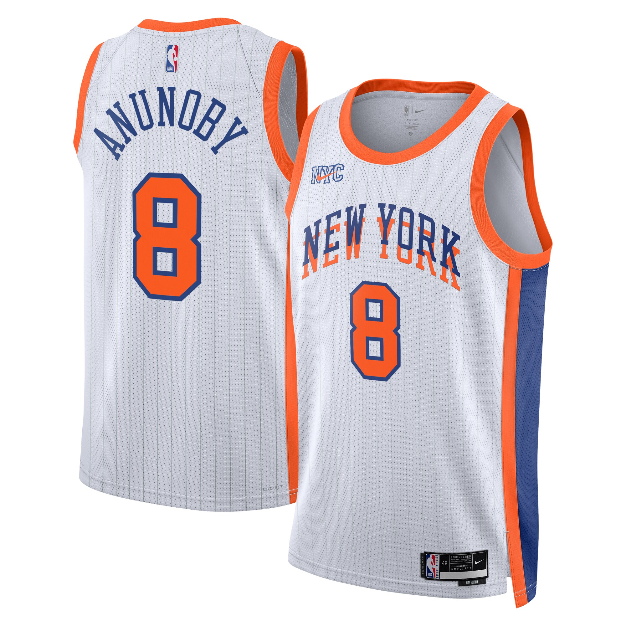 Camiseta City Edition Swingman de los New York Knicks 2024 Blanca OG Anunob Unisex NBA Jersey Unisex