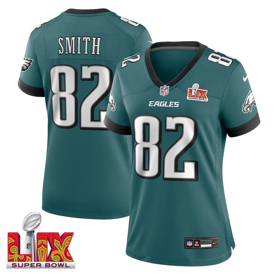 Ainias Smith #82 Philadelphia Eagles Super Bowl LIX Midnight Green NFL Jersey Women's
