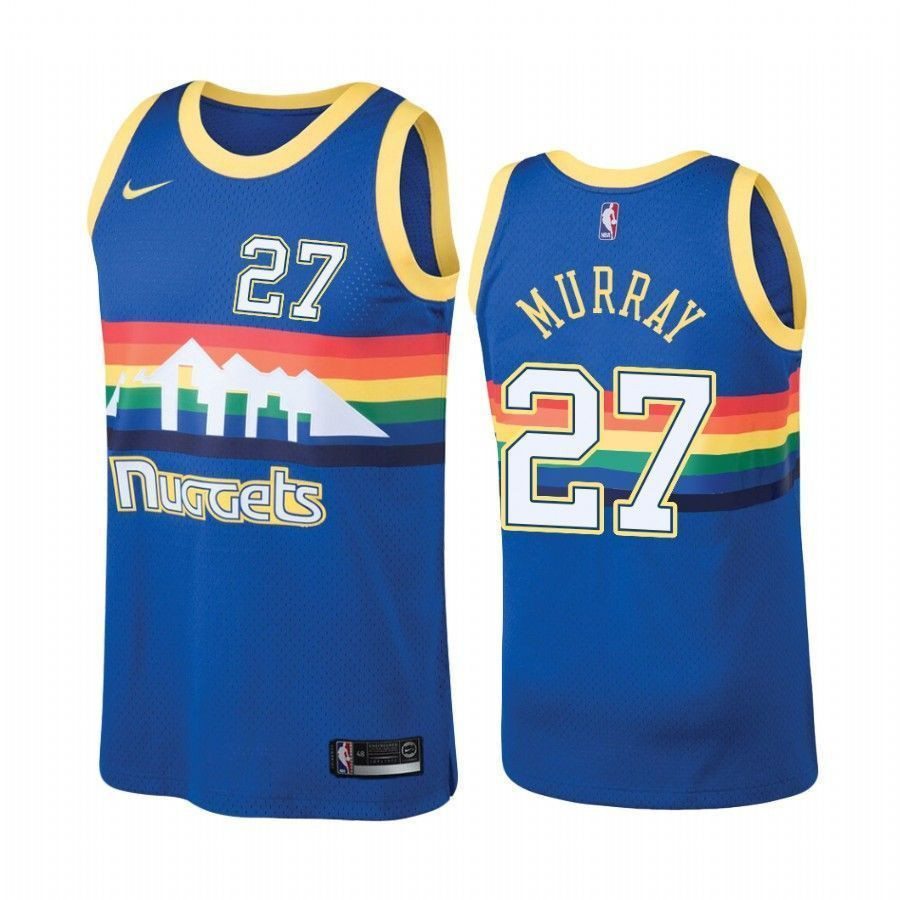 Denver Nuggets 27 Jamal Murray Hardwood Classics Blue NBA Jersey Men's