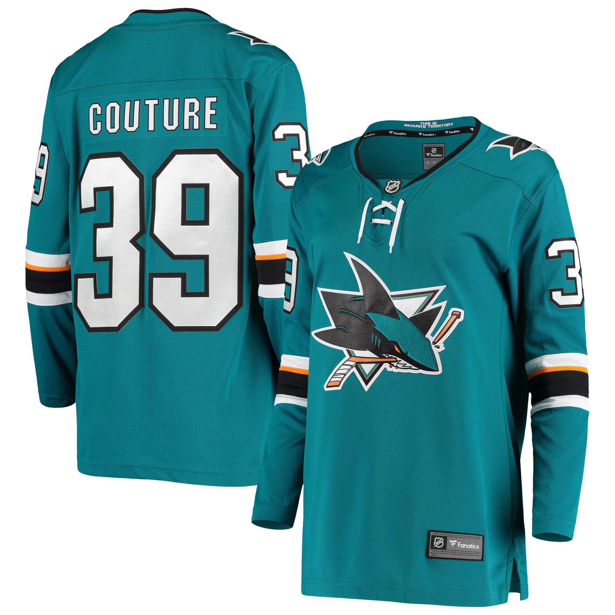 San Jose Sharks Logan Couture Teal Breakaway Home Player NHL Jersey Women's